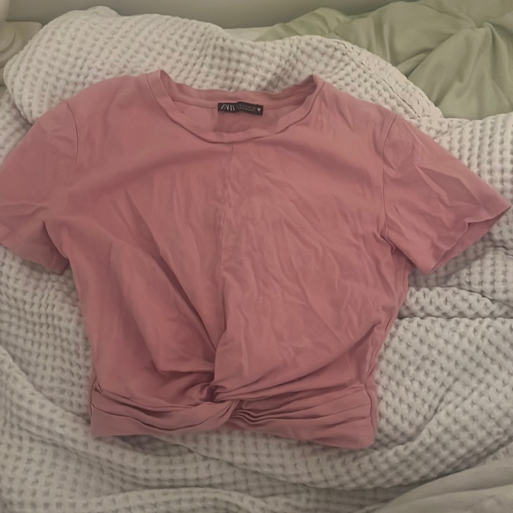Zara Pink Knot Front Top